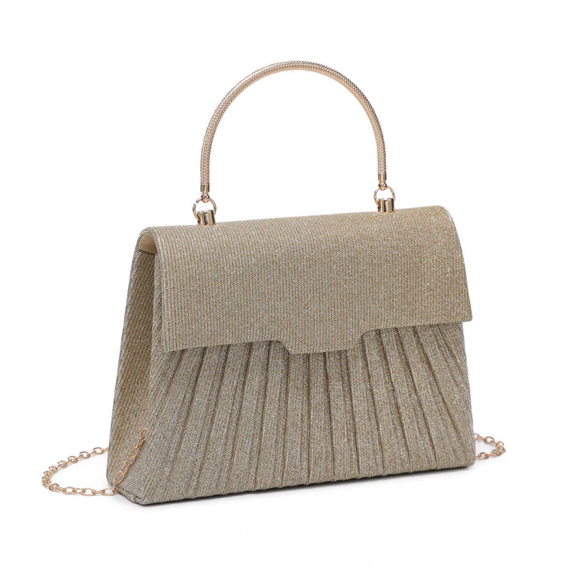 Elegant Top Handle Glitter Clutch Bag