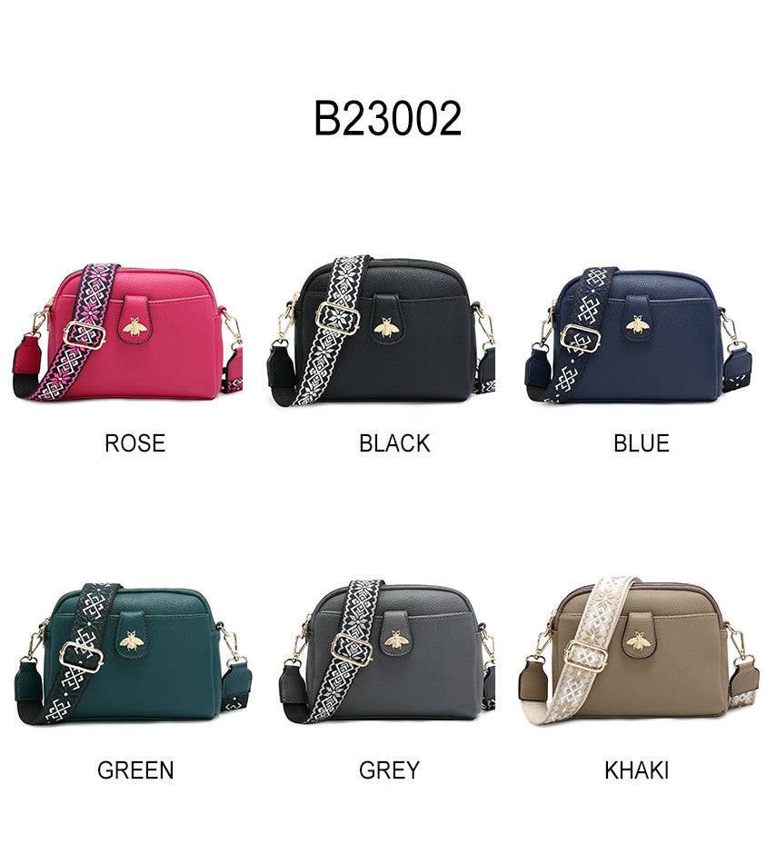 B23002 Cross Body Handbag with double zip top sections
