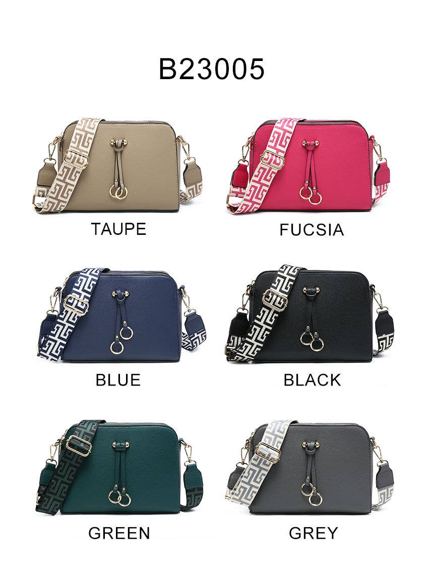 B23005 Cross Body Handbag with three zip top sections