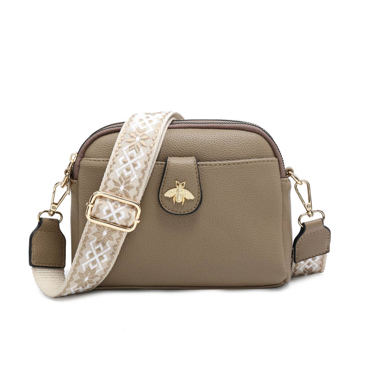 B23002 Cross Body Handbag with double zip top sections