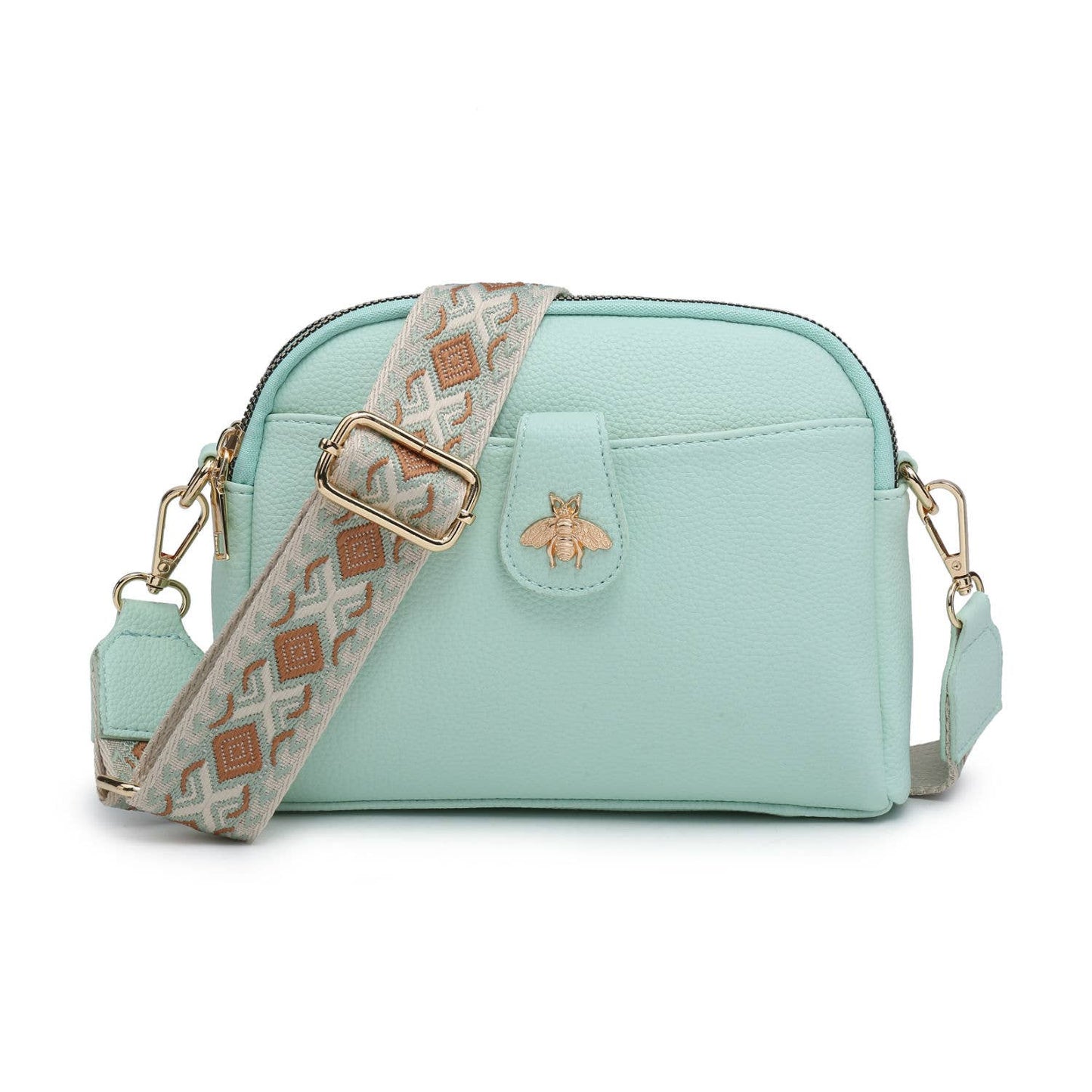 B23002 Cross Body Handbag with double zip top sections