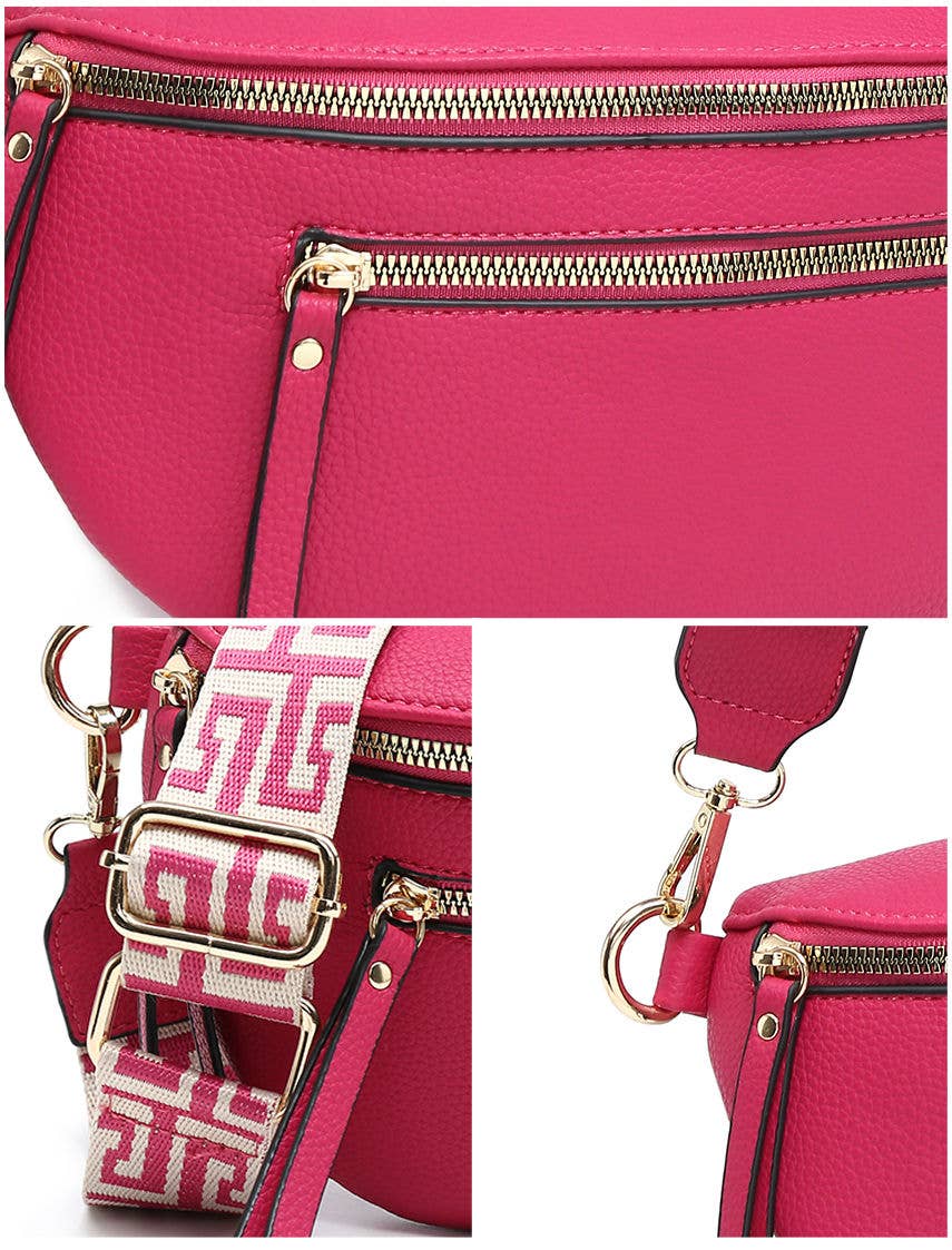 B23003 Canvas Strap Sling Chest Bag with zip top sections