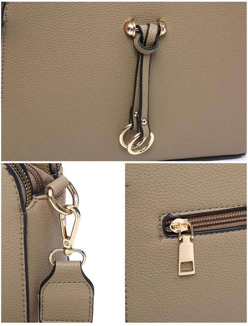 B23005 Cross Body Handbag with three zip top sections