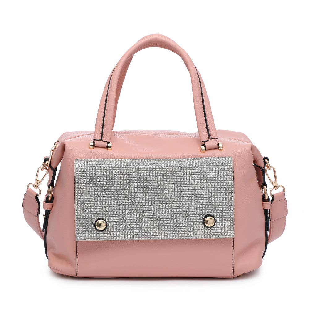 GLM9001 Handbag with diamantes front and top zip closure
