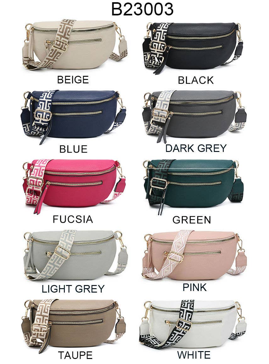 B23003 Canvas Strap Sling Chest Bag with zip top sections