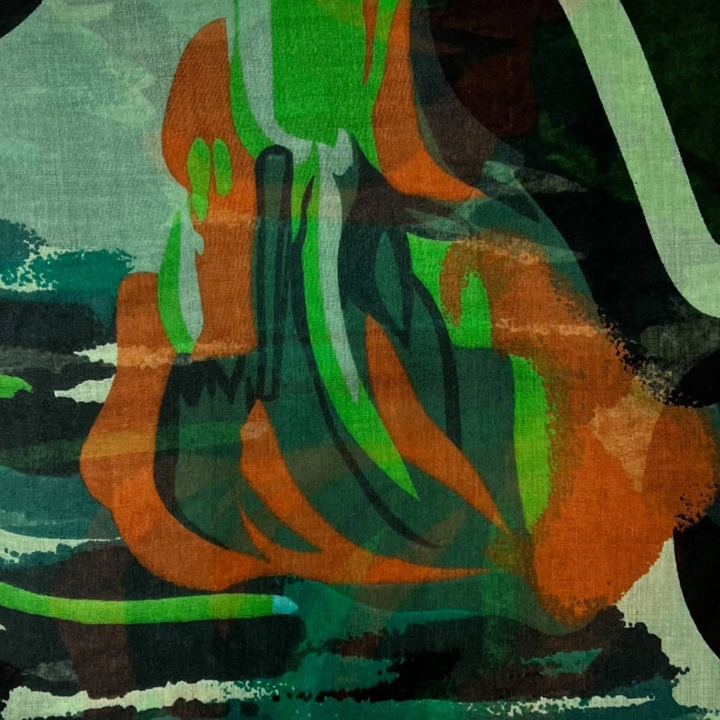 Abstract brush painting scarf