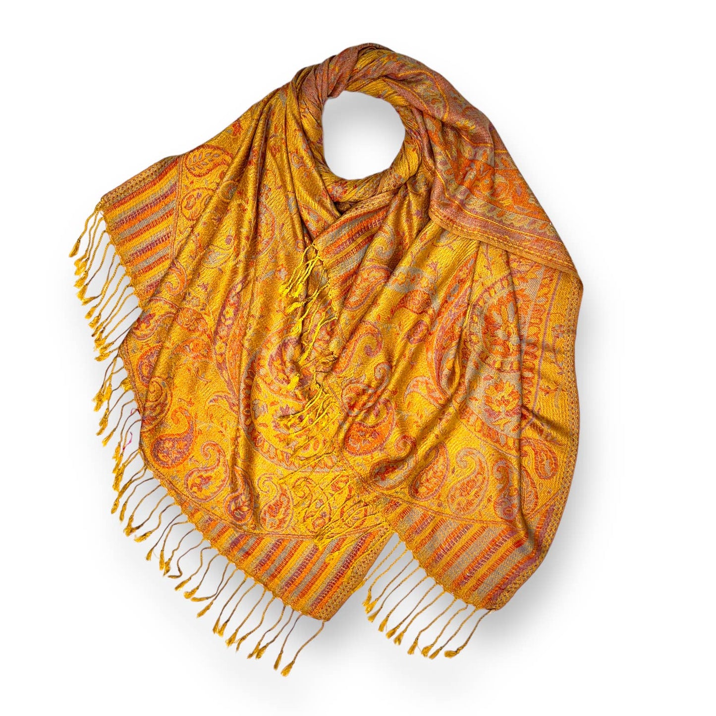 Pashmina jacquard paisley print with tassels