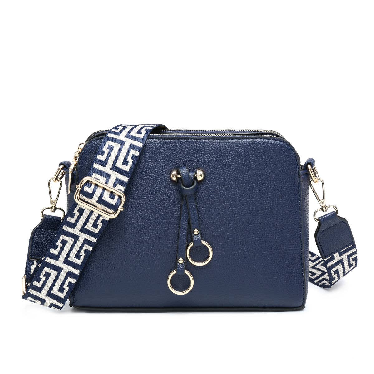 B23005 Cross Body Handbag with three zip top sections