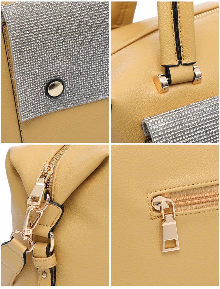 GLM9001 Handbag with diamantes front and top zip closure