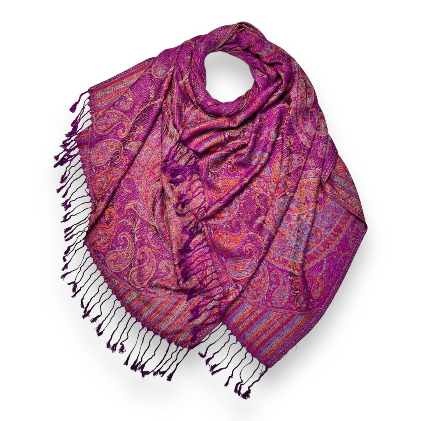 Pashmina jacquard paisley print with tassels