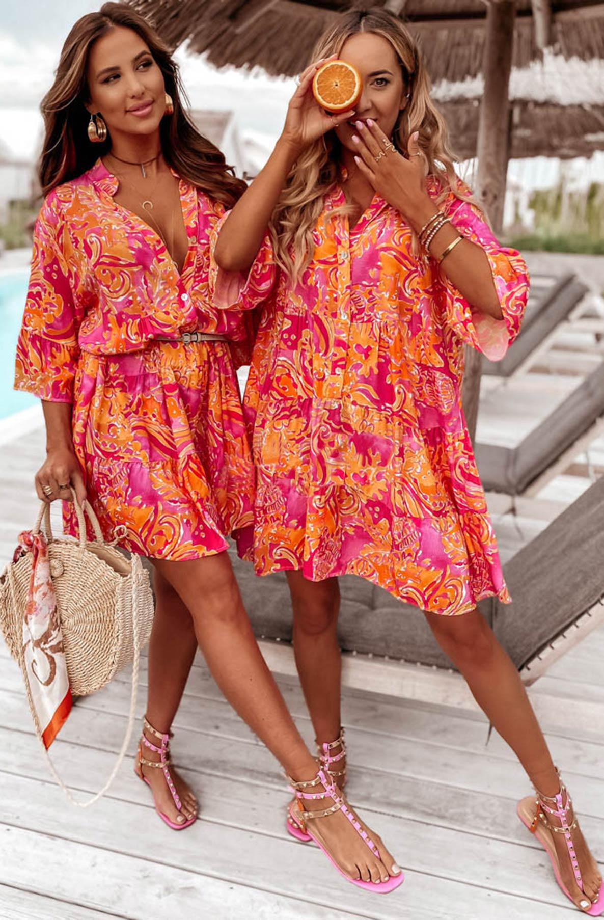 SUMMER OVERSIZED ABSTRACT FLORAL TUNIC DRESS