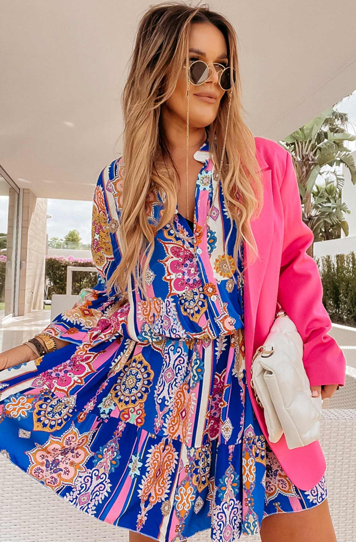 SUMMER OVERSIZED ABSTRACT FLORAL TUNIC DRESS