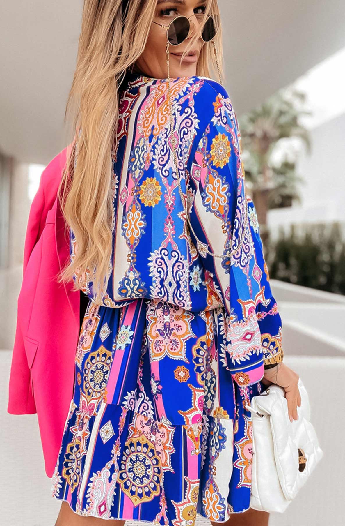 SUMMER OVERSIZED ABSTRACT FLORAL TUNIC DRESS