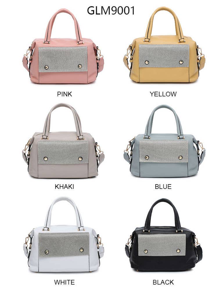 GLM9001 Handbag with diamantes front and top zip closure