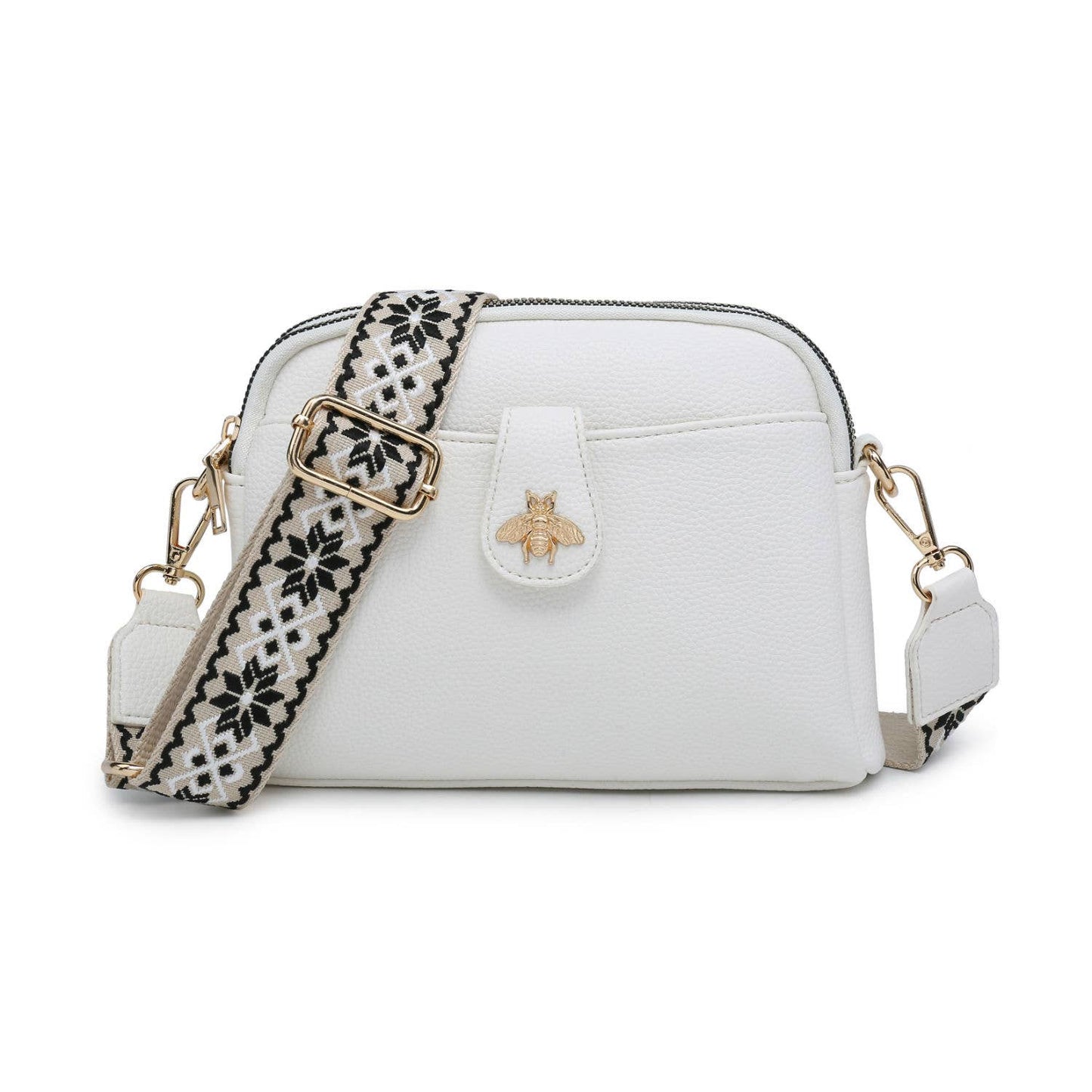 B23002 Cross Body Handbag with double zip top sections