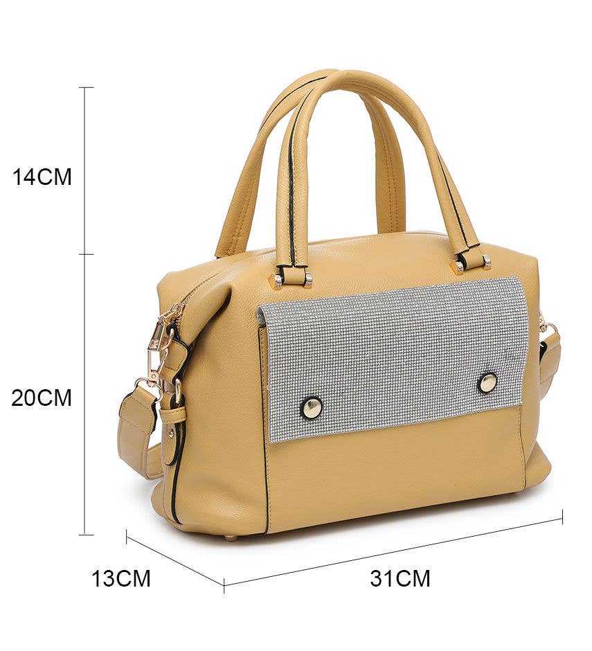 GLM9001 Handbag with diamantes front and top zip closure