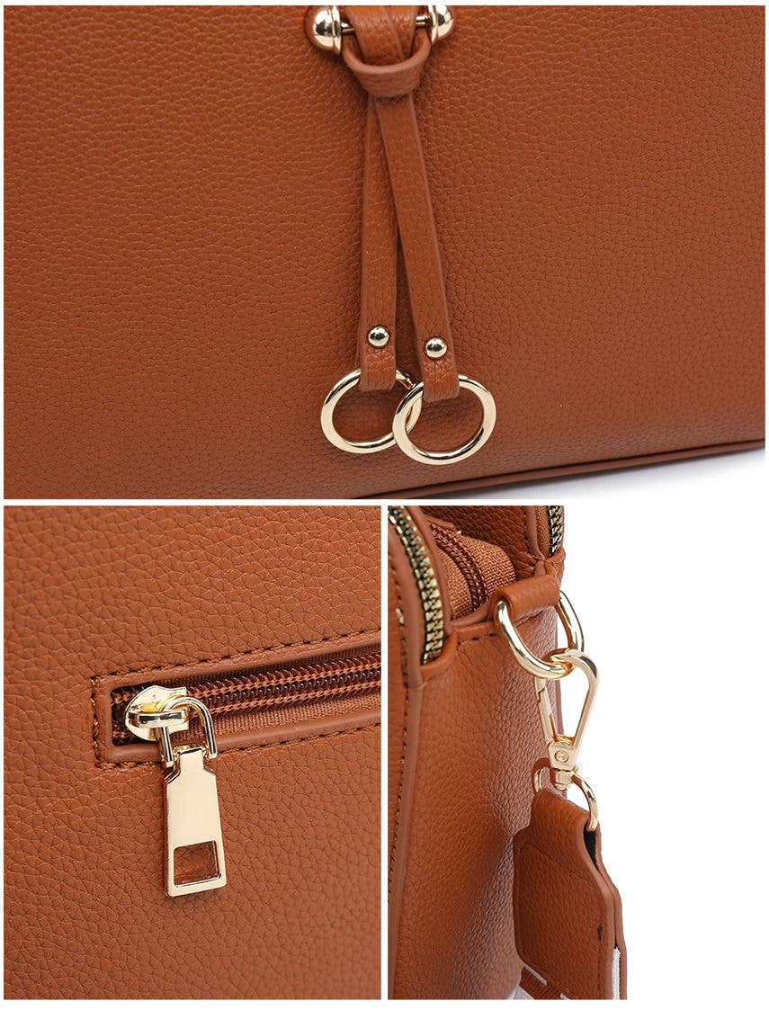 B23005 Cross Body Handbag with three zip top sections