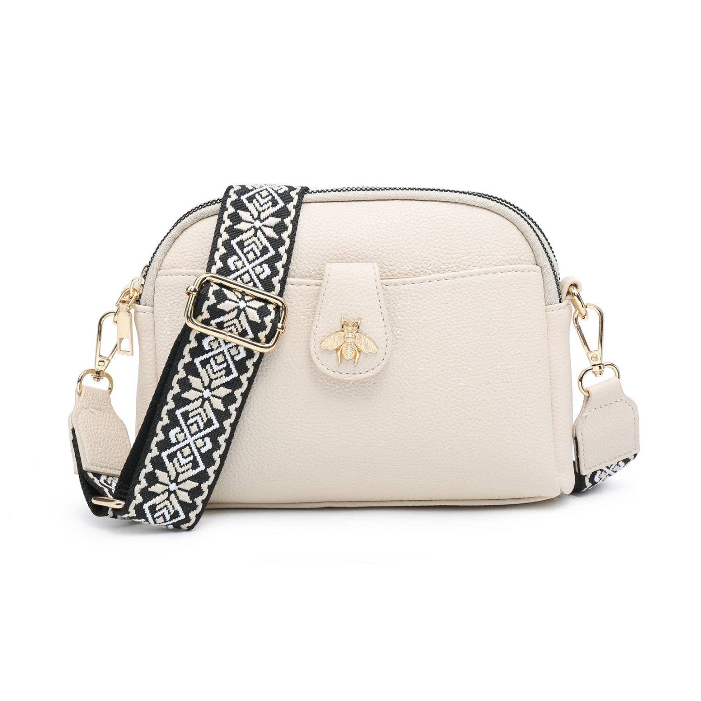 B23002 Cross Body Handbag with double zip top sections