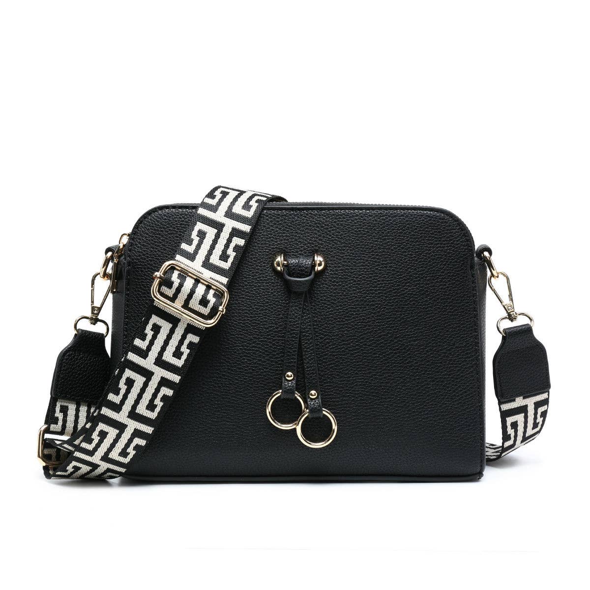 B23005 Cross Body Handbag with three zip top sections