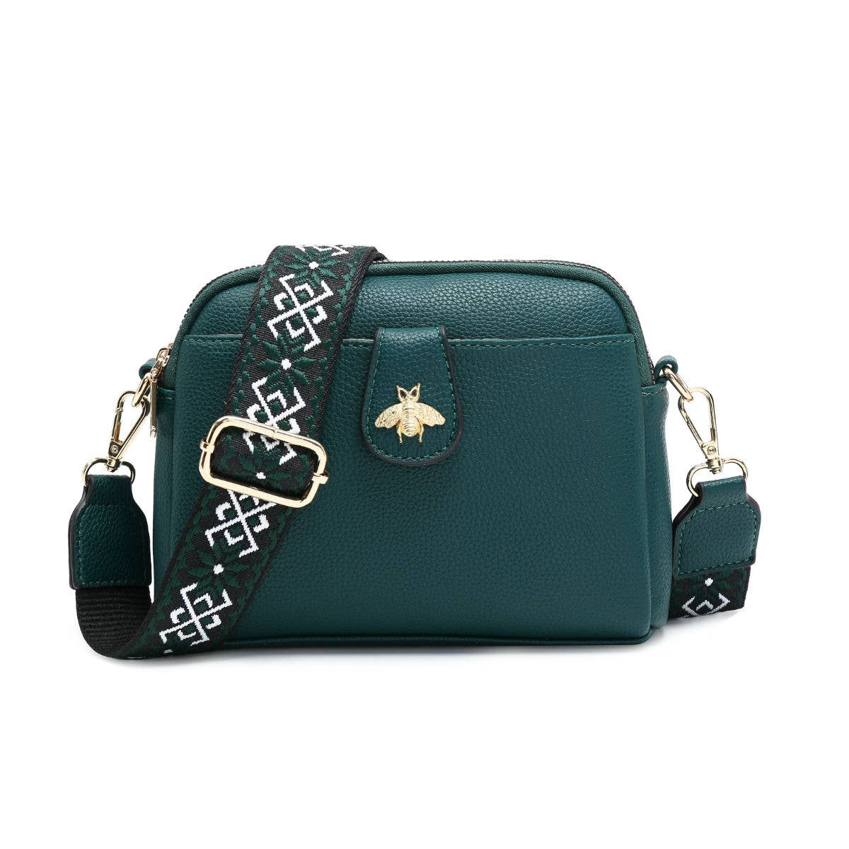 B23002 Cross Body Handbag with double zip top sections