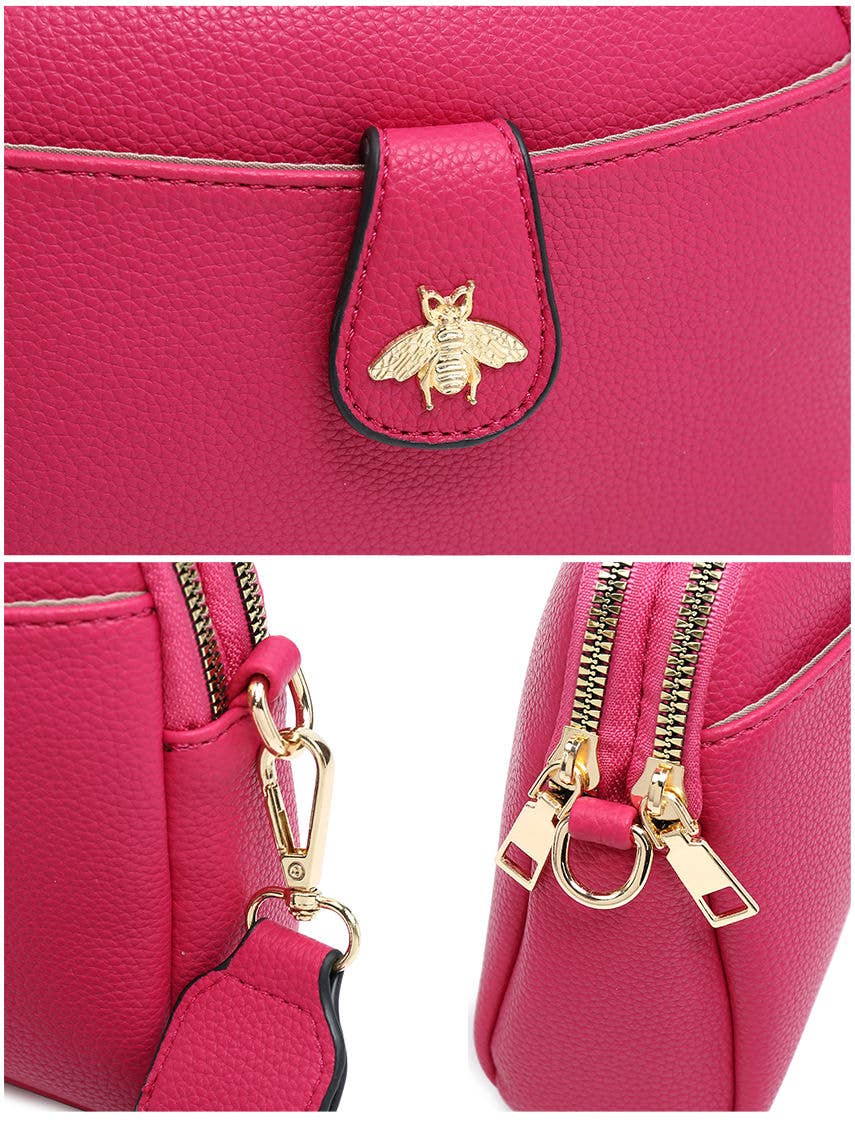 B23002 Cross Body Handbag with double zip top sections