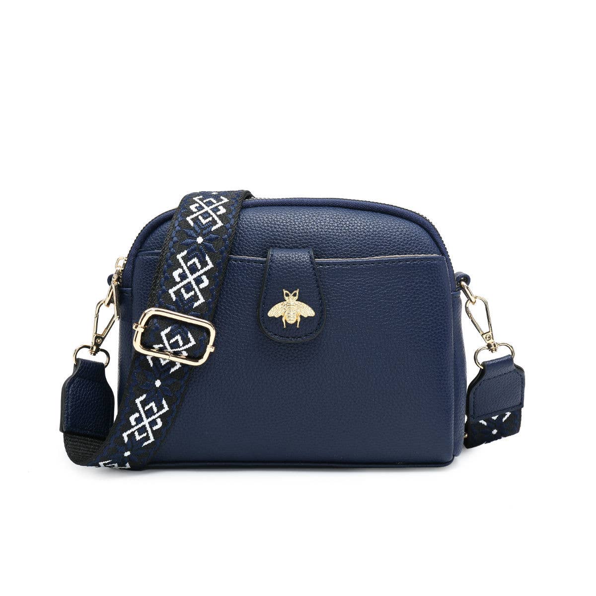 B23002 Cross Body Handbag with double zip top sections