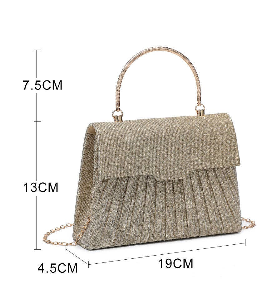 Elegant Top Handle Glitter Clutch Bag