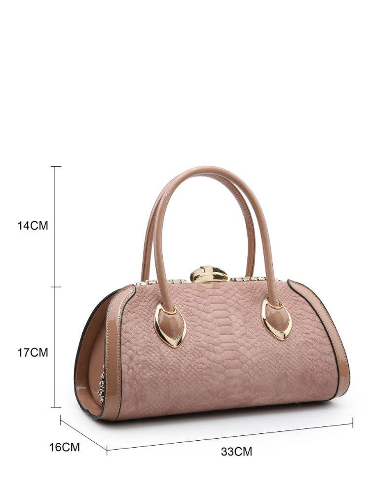 LM053-1 Hard case handbag with snake skin pattern