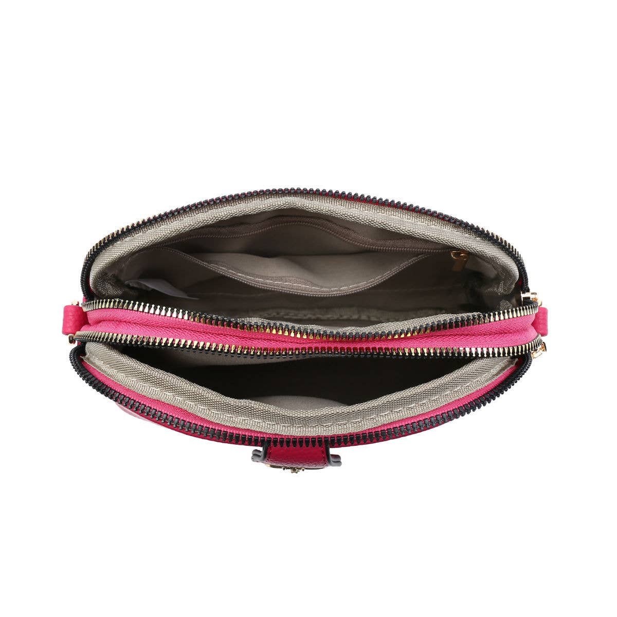 B23002 Cross Body Handbag with double zip top sections