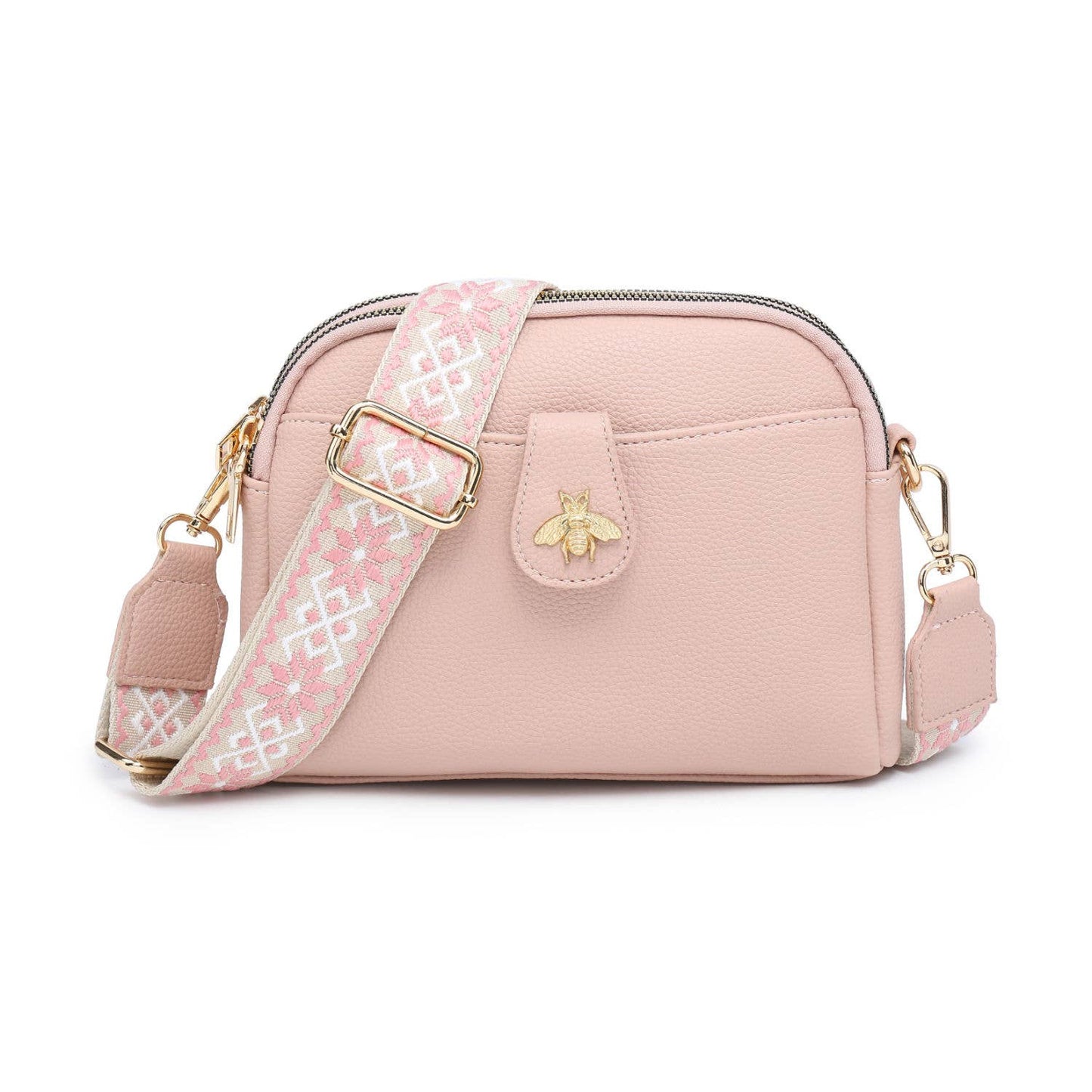 B23002 Cross Body Handbag with double zip top sections