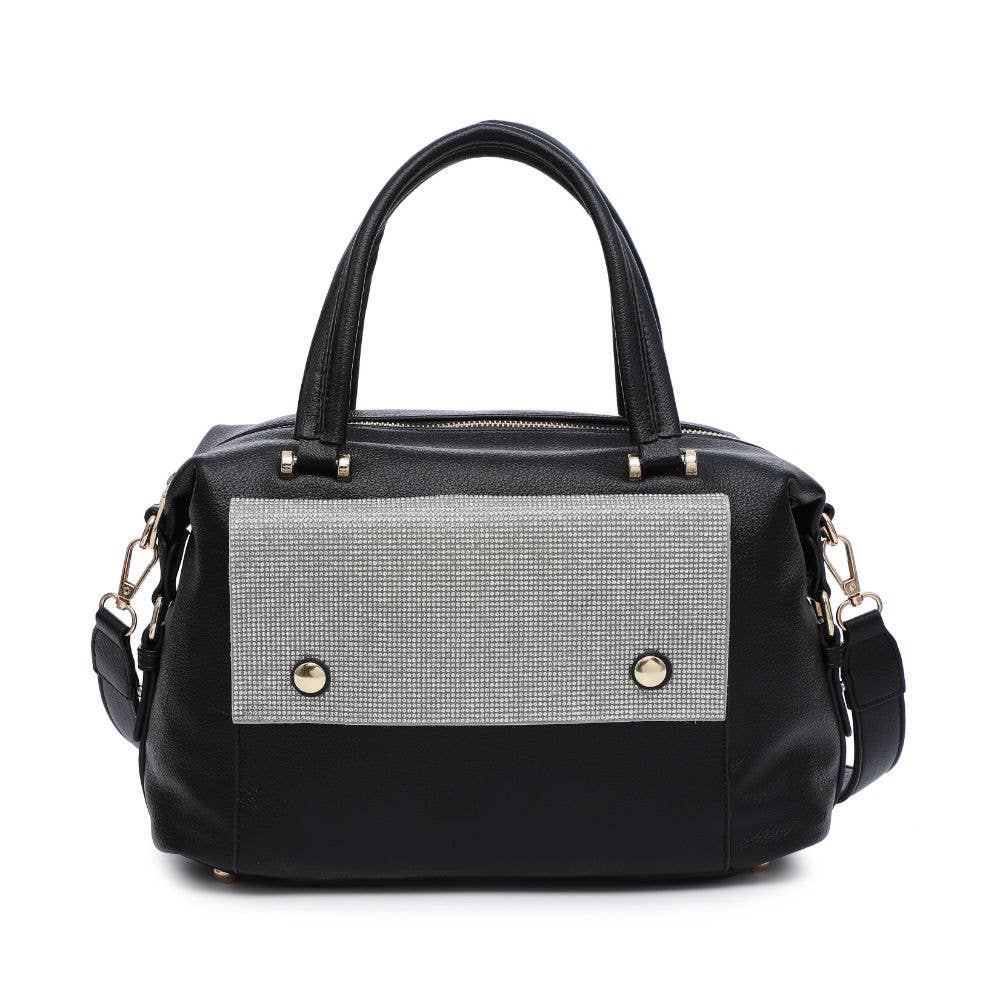 GLM9001 Handbag with diamantes front and top zip closure