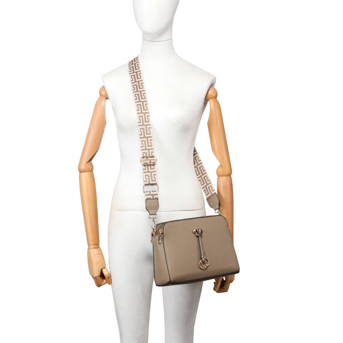 B23005 Cross Body Handbag with three zip top sections