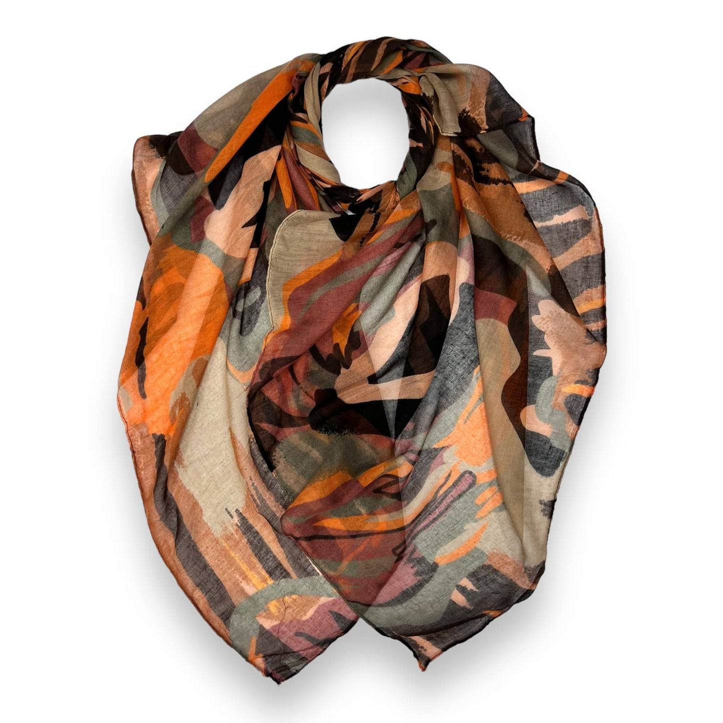 Abstract brush painting scarf