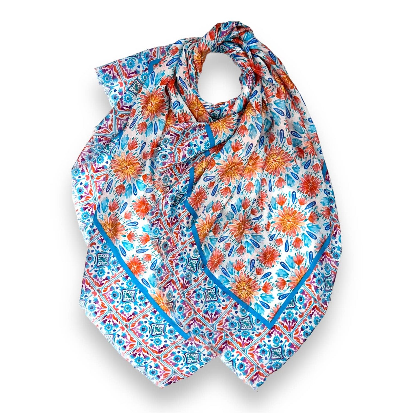 Mosaic flower print scarf