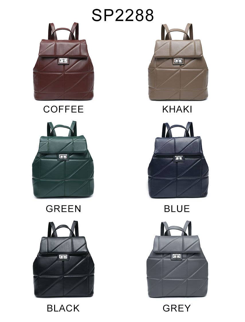 SP2288 Backpack with quilted pattern and flap over lid