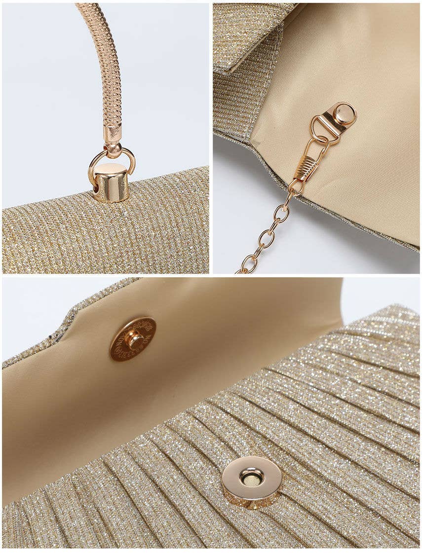 Elegant Top Handle Glitter Clutch Bag