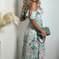 FLORAL FRILL WRAP ASYMMETRIC DRESS-SAGE