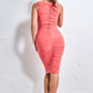 Ruched Sleeveless Midi Bodycon Dress from City Goddes