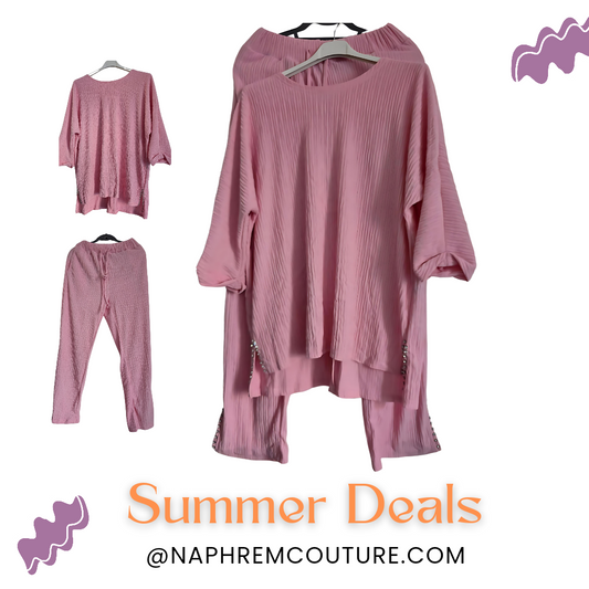 Elegant Plain Co-Ord Set with Side Slit and Beaded Details