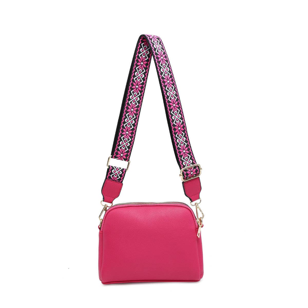 B23002 Cross Body Handbag with double zip top sections