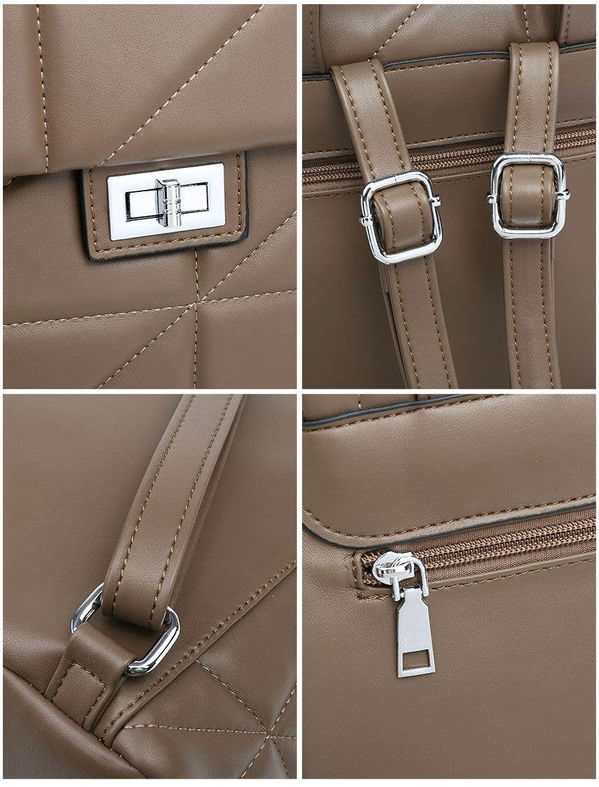 SP2288 Backpack with quilted pattern and flap over lid