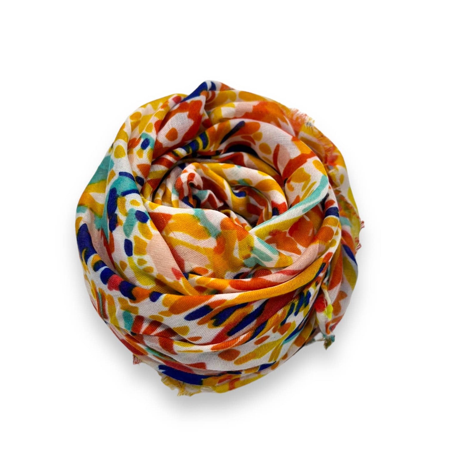 Sunshine printed scarf finished with fringes