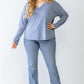 Plus Leopard Print V-neck Long Sleeve Top