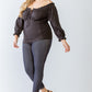 Plus Cotton Embroidery Off-the-shoulder Smocked Back Top