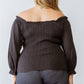 Plus Cotton Embroidery Off-the-shoulder Smocked Back Top