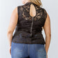 Plus Lace Mesh Ruffle Detail Sleeveless Flare Hem Top