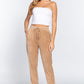 Waist Elastic Velour Long Jogger Pants