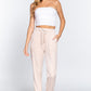 Waist Elastic Velour Long Jogger Pants