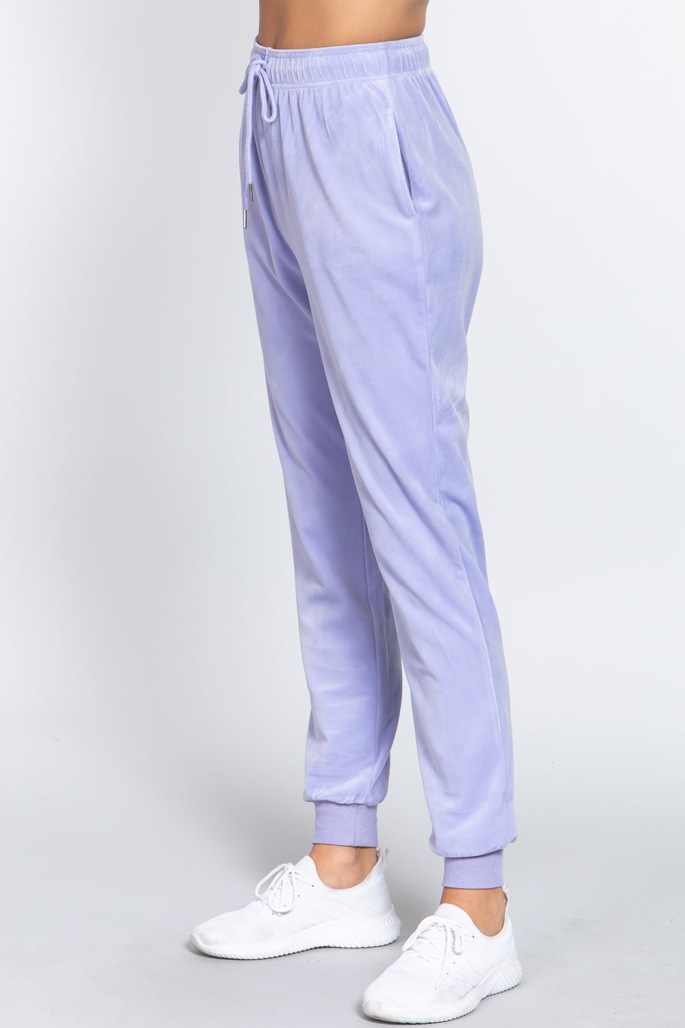 Waist Elastic Velour Long Jogger Pants