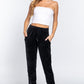 Waist Elastic Velour Long Jogger Pants